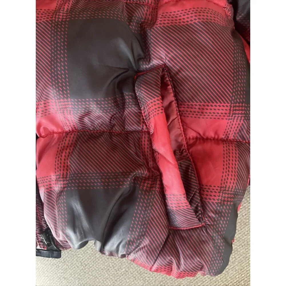 Old Navy Winter Coat Boys Large 10-12 Red Plaid Puffer Jacket Youth